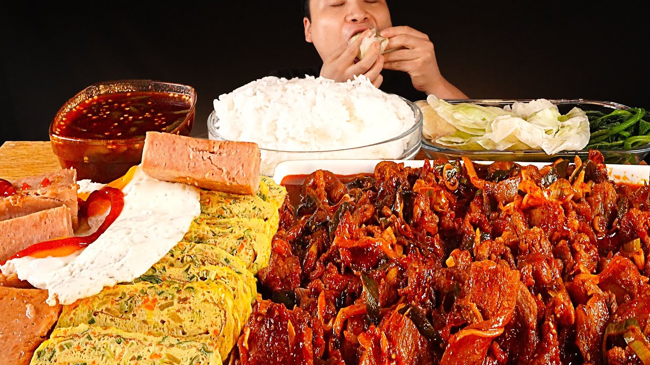 제육볶음, 계란말이, 스팸등 든든한 집밥 메뉴들 먹방~!! 리얼사운드 ASMR Mukbang(Eating Show)