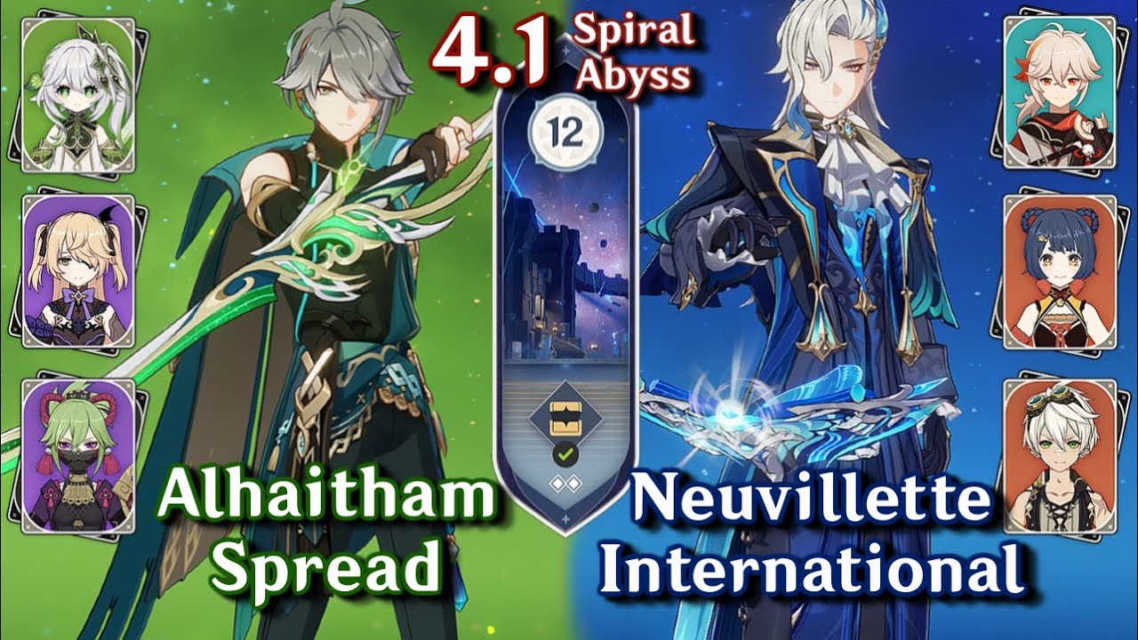 C0 Neuvillette National & C0 Alhaitham Spread | Spiral Abyss 4.1 - Floor 12 9 Stars | Genshin Impact