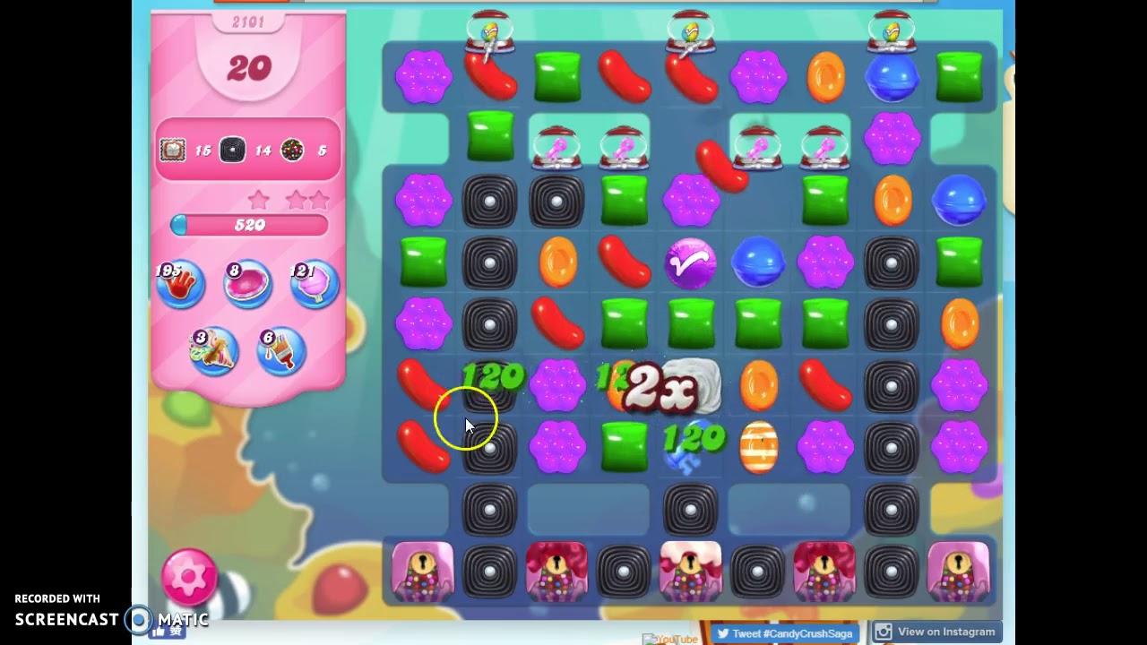 Candy Crush Level 2101 Audio Talkthrough, 3 Stars 0 Boosters