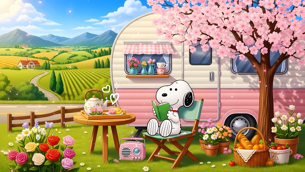 🌸 Spring Camping with Snoopy 📚Cozy Lofi Beats for Relaxing 🎧 Peaceful Lofi Music for Study & Chil