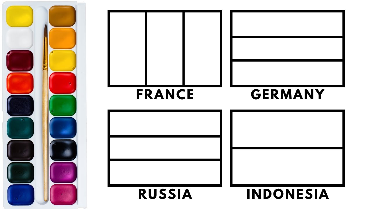 How to draw Easiest Flags of the World | Drawing and Coloring | Watercolor Painting for kids