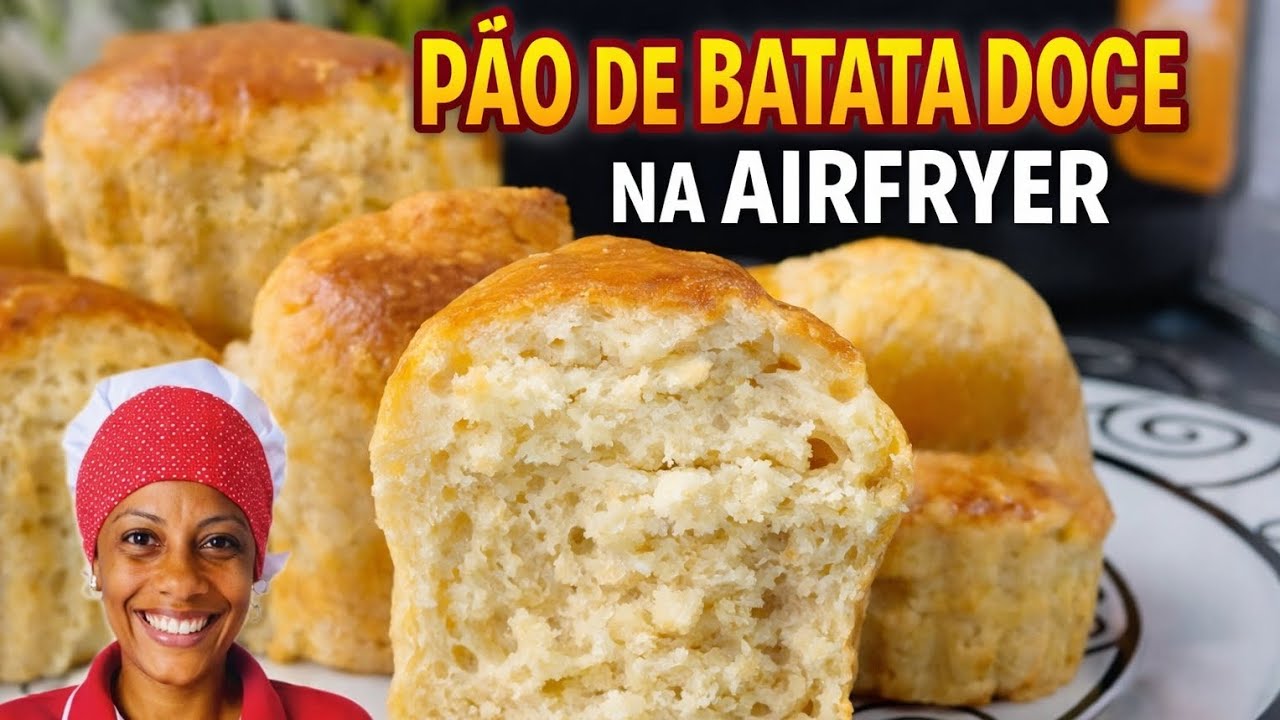 PÃO DE BATATA DOCE NA AIRFRYER | SEM TRIGO, FÁCIL, FOFINHO E PRONTO EM MINUTOS