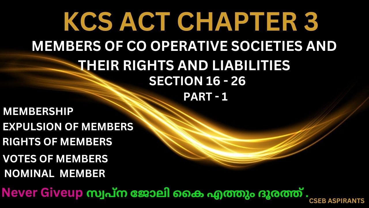 KCS ACT CHAPTER 3/PART 1/CSEB /Junior Clerk/Assistant Secretary