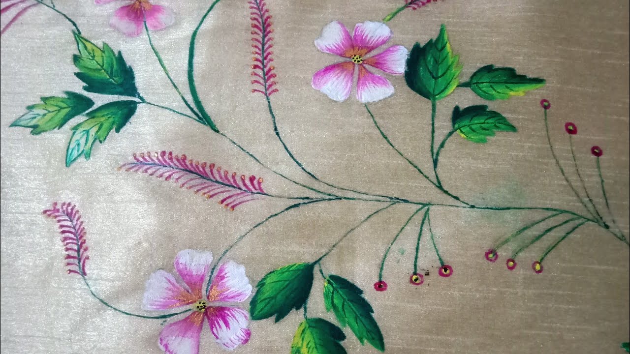 Beautiful and easy fabric painting on golden kurti || EASY HAND EMBROIDERY AND ART