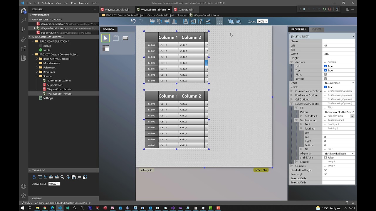 twinBASIC: CustomControls and form designer sneek peek!