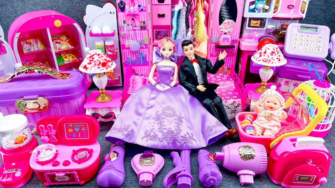 21 Minutes Satisfying With Unboxing Royal Barbie Princess Bedroom Dress Up Playset ASMR Review Toys
