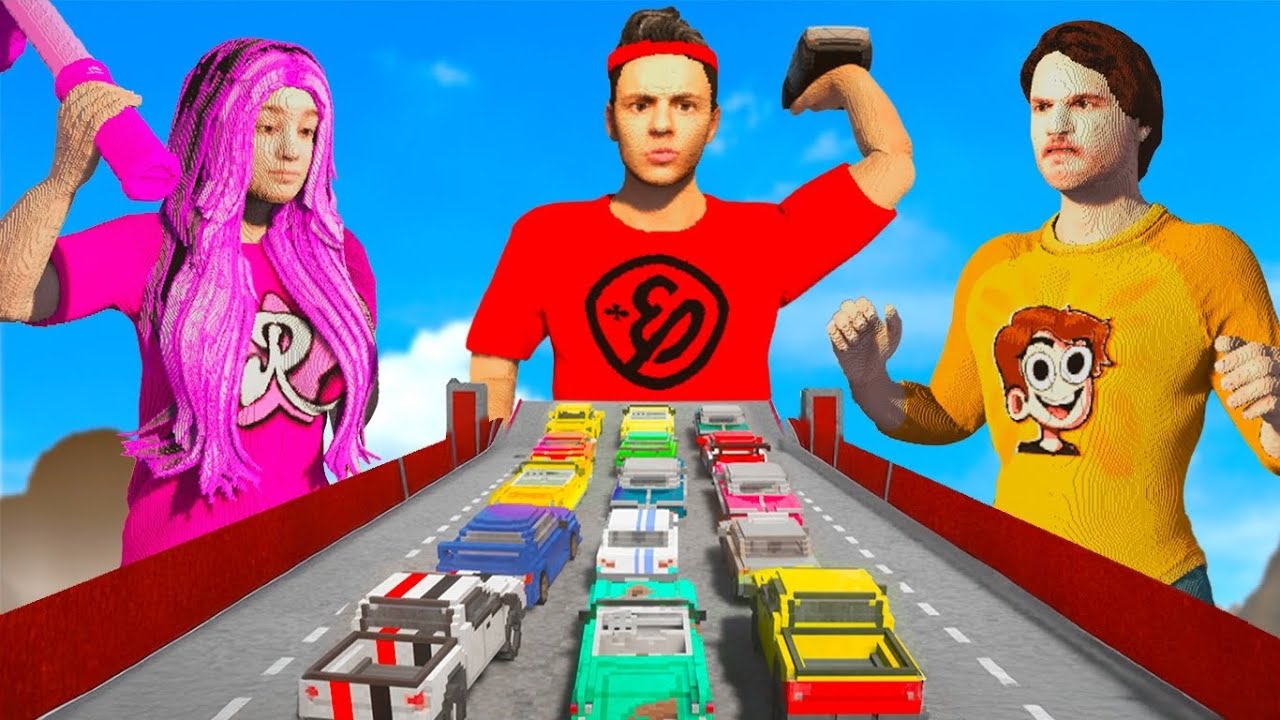 Carros vs ENALDINHO, JAZZGHOST e EMILY VICK no Teardown Mods