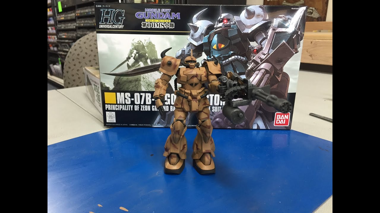 Complete Building  and camo painting of a Bandai Gundam Gouf Custom