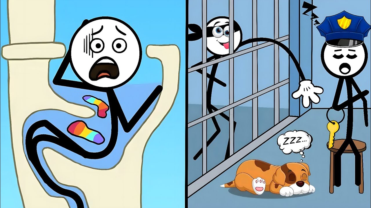 🤣 Thief Puzzle Game 🆚 Tricky Life | Brain Test Life Story | I Escaped Prison Using Only MY BRAIN!.
