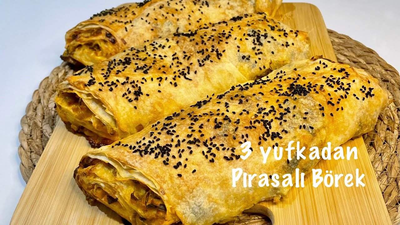 Sadece 3 yufkadan kolay pırasalı börek tarifi 🤌