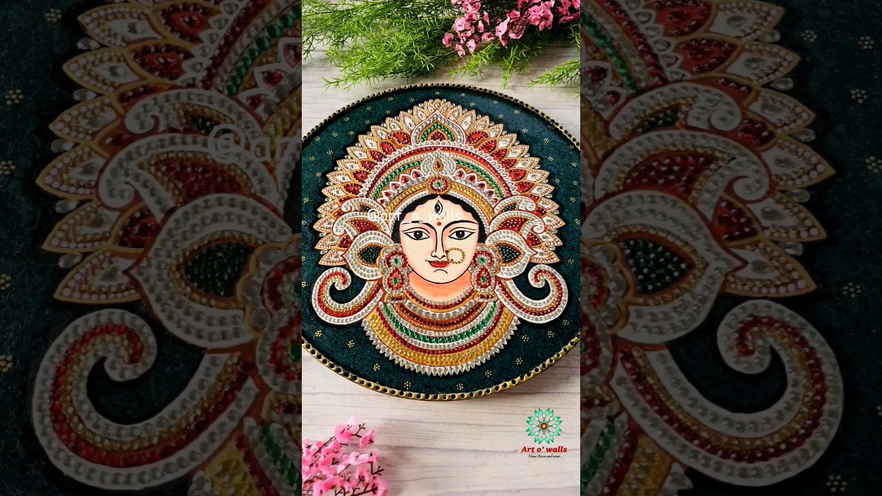 Jai Mata di🙏 Acrylic colors jewels on mdf, DIY kits available #durgamaa #navratri #shorts #trending