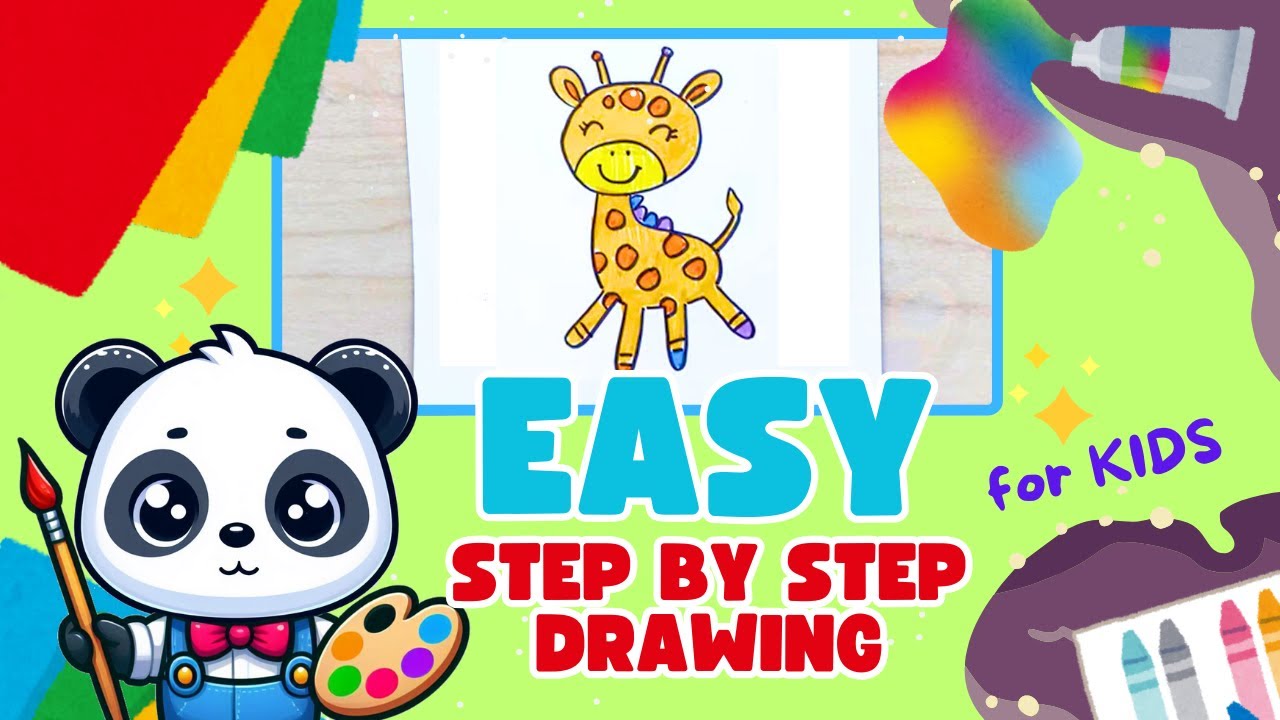 🎨EASY STEP BY STEP DRAWING FOR KIDS 🎨 EASY GIRAFFE DRAWING FOR KIDS ☀️ Curious Explorers Club