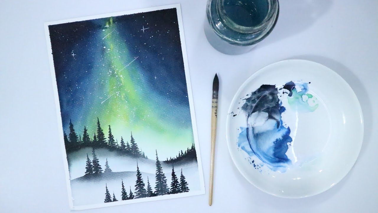 ART#09| Vẽ tranh galaxy bằng màu nước | Simple watercolor galaxy painting