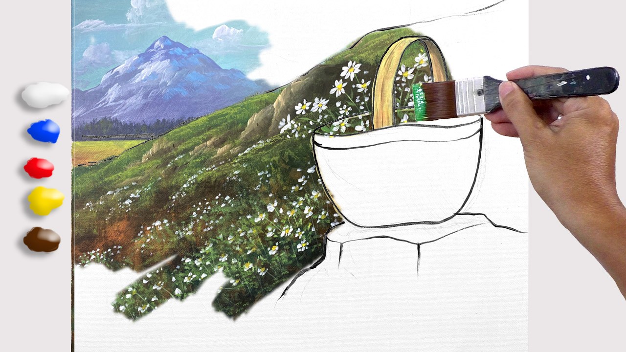 How to Paint Daisy Flower Garden in Acrylics / Time-lapse / JMLisondra