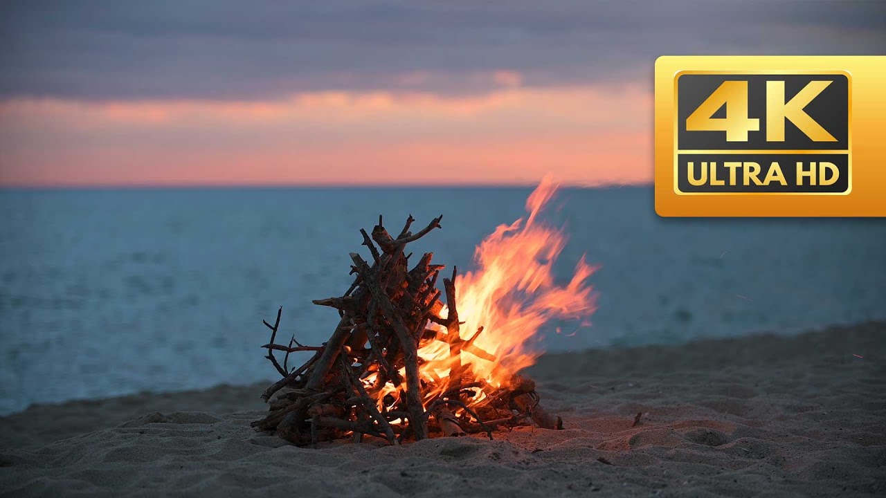 🔥 4K (8 HOURS) Fireside Escape: Oceanic Bliss and Beachfront Comfort