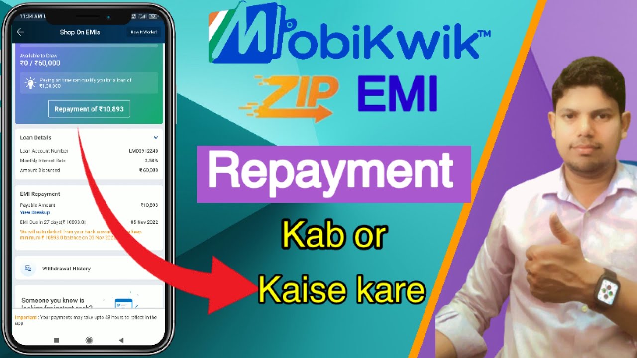 Mobikwik Zip EMI Loan Repayment Kaise Kare || How to Pay Mobikwik Zip Due Balance in EMI ||