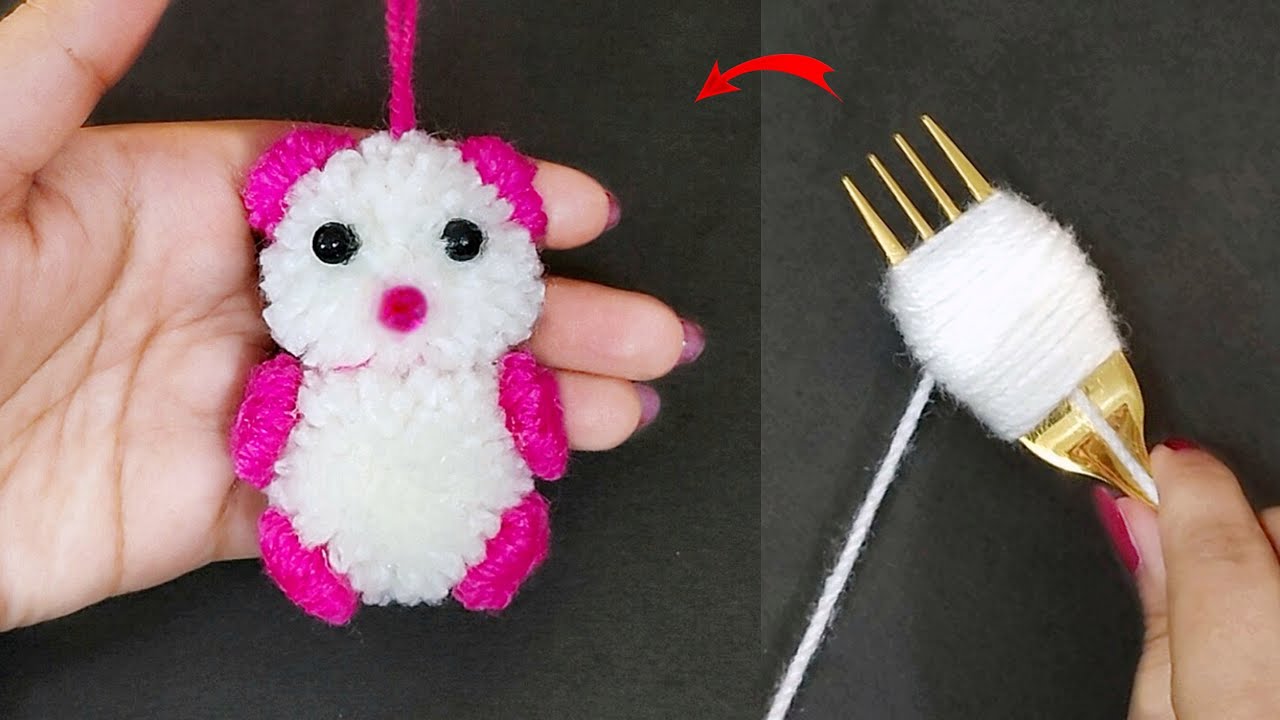 Superb Woolen Teddy Bear Making Idea with Fork - DIY Woolen Craft - How to make Teddy Bear