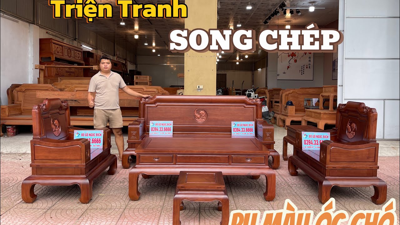 Bộ ghế Triện Tranh Song Chép | Gỗ Hương Nam Mỹ