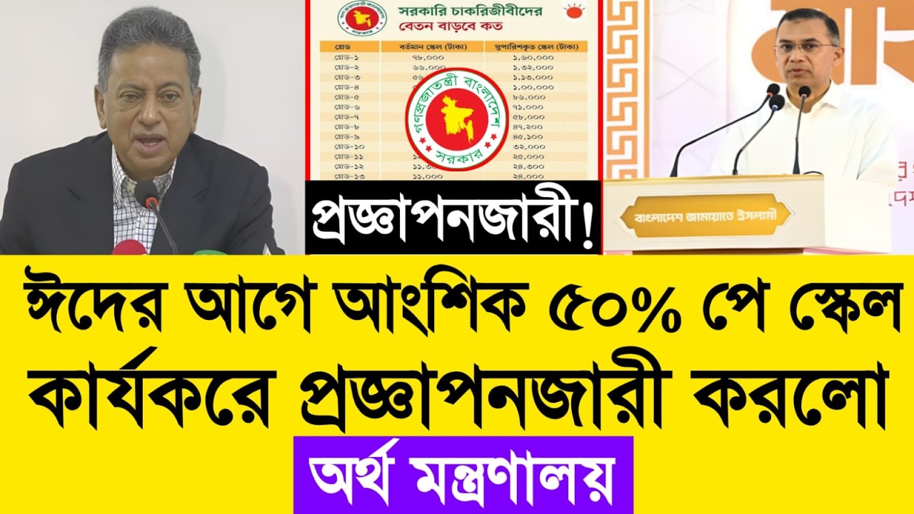 প্রজ্ঞাপনজারী! ঈদের আগে আংশিক ৫০% পে স্কেল কার্যকরে প্রজ্ঞাপনজারী করলো অর্থ মন্ত্রণালয়। Pay Scale.