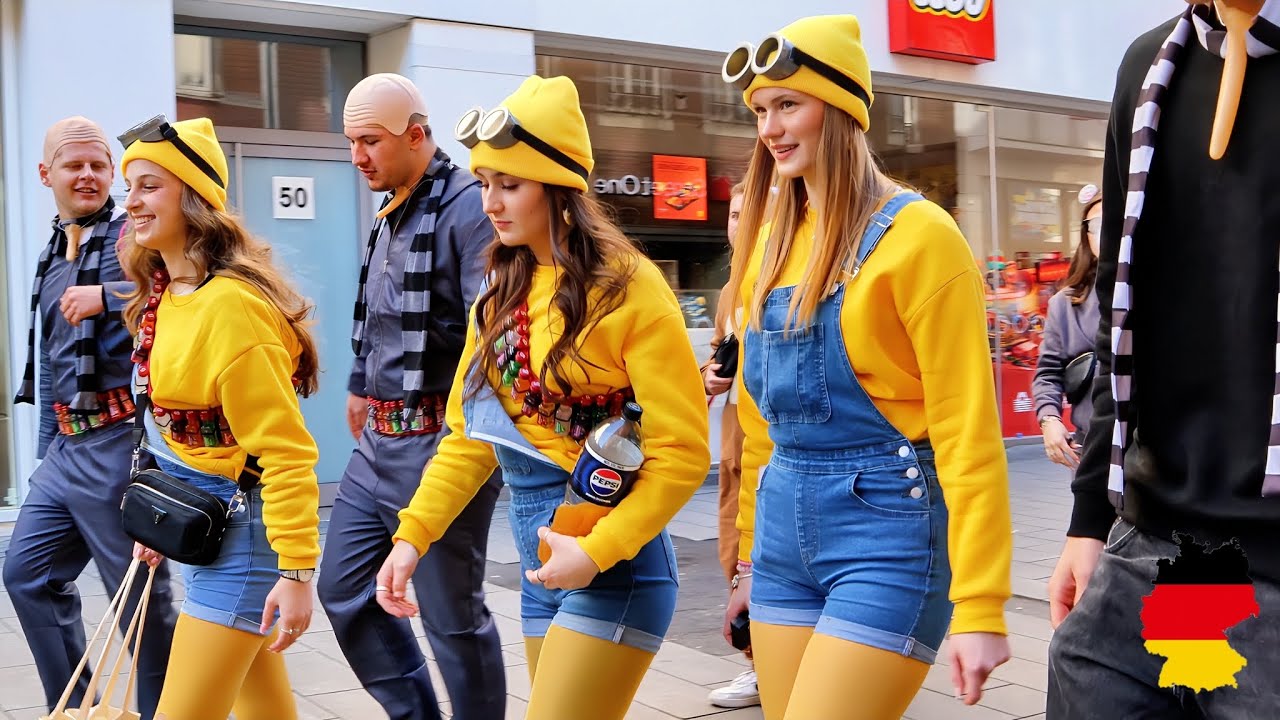 Carnival in D&uuml;sseldorf, Germany / Walking tour 4K