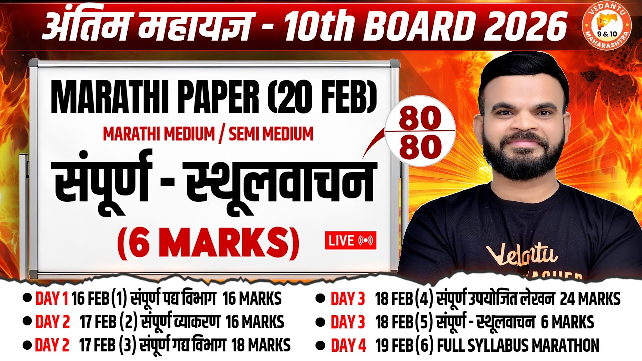 Marathi Complete Sthulvachan One Shot Class 10th | Maharashtra Board Class 10th 2026 | By Suyog Sir