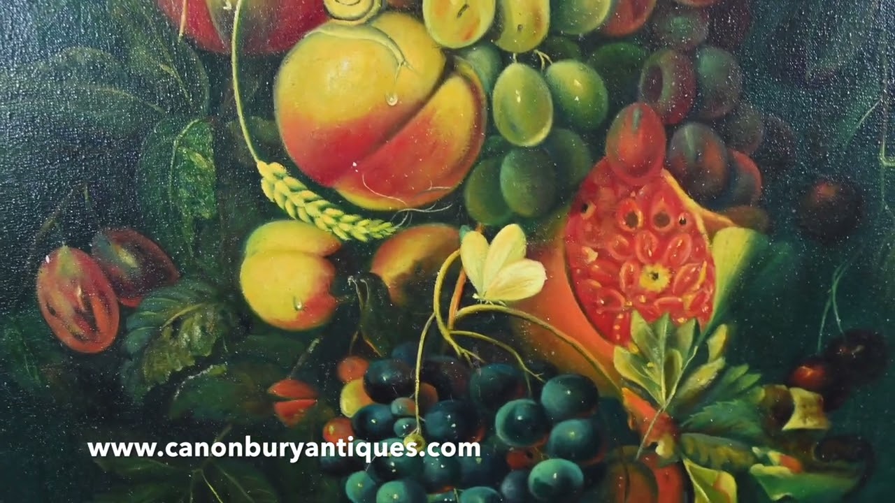 Dutch Floral Still Life Oil Painting Fruit Grapes Safan