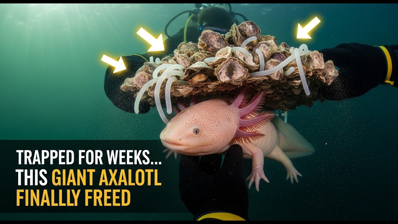 Saves Giant Axolotl From Heavy Oyster Shells and Tube Worm