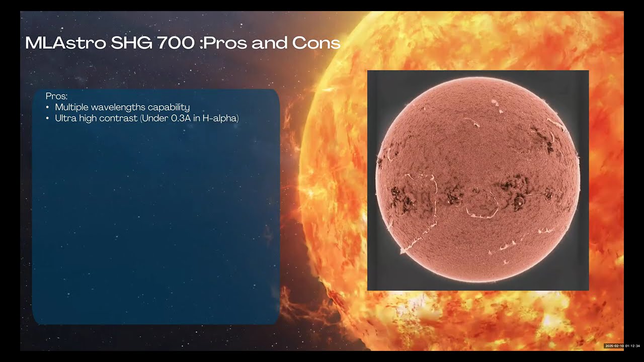 MLAstro SHG 700 Presentation, Q&A on Solarchat! Zoom Meeting 09th Feb 2025