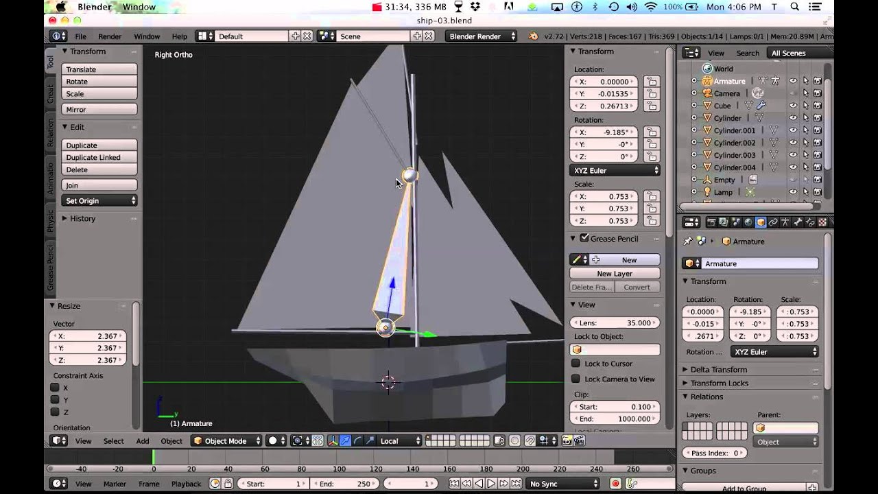 Pilot Cutter: speed model+rig+animate of a sailing vessel