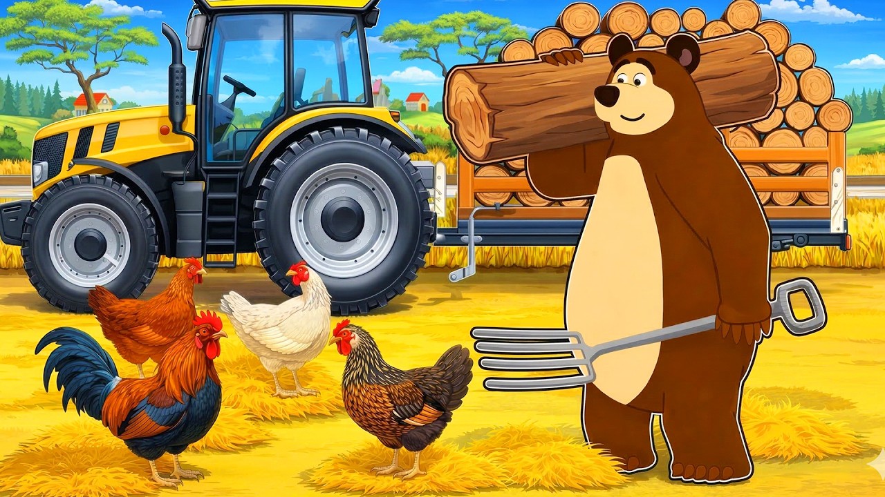 Farm Works: Building a Chicken Farm with Logging and Tractor Work | Real Farm Animation
