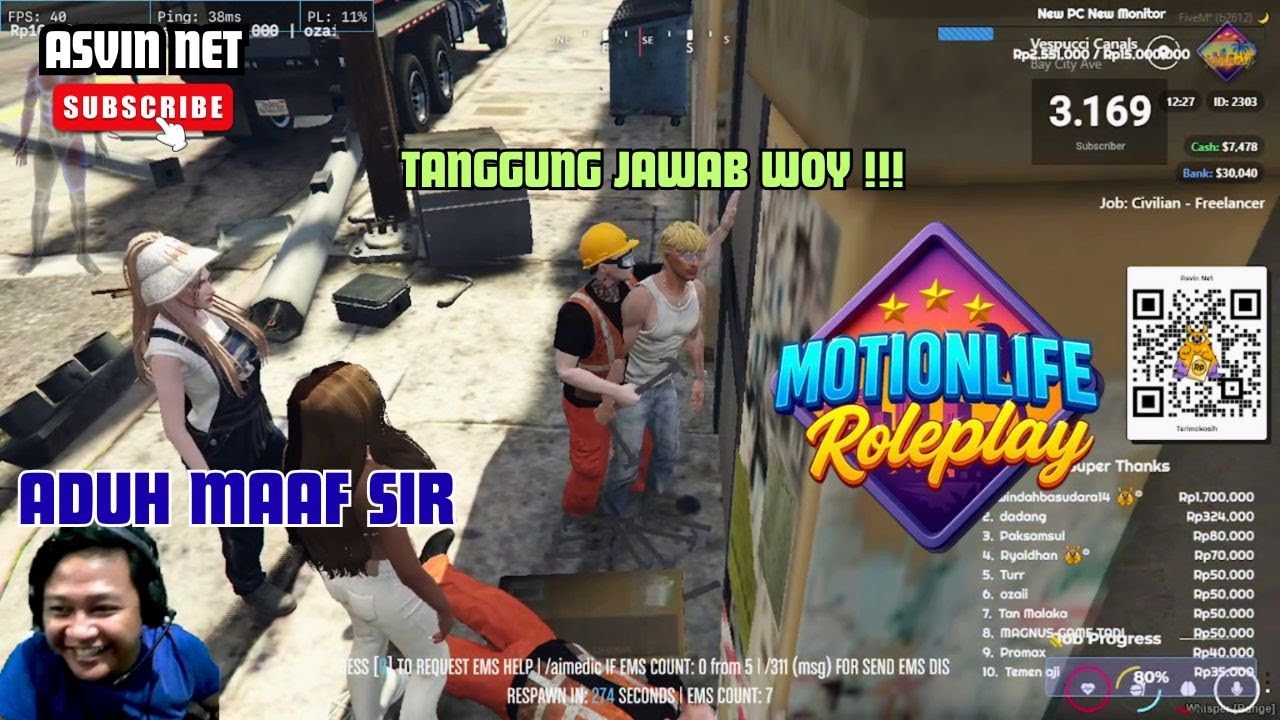 Di Tabrak Yeee - GTA Roleplay #motionliferp #asvinnet #games #gaming #windahbasudara