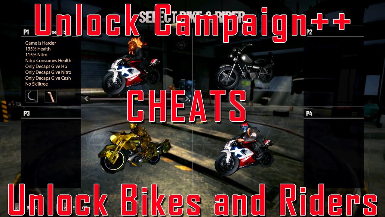 Road Redemption Cheats Unlock Campaign All Bikes and Riders