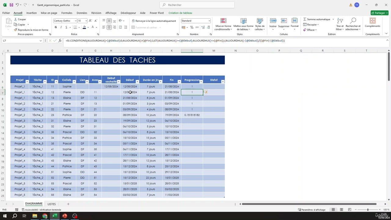 7  Gérer la progression de vos tâches