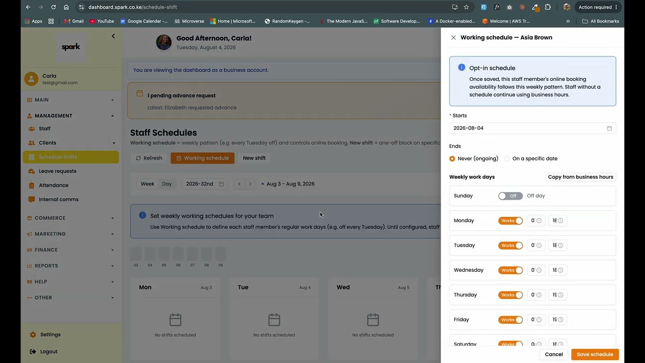 How to Set Up Staff Schedules in Spark | Step-by-Step Guide