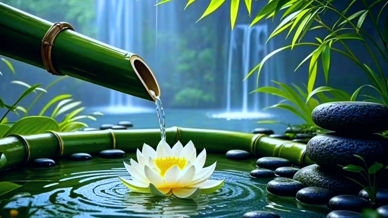 Relaxing Music Relieves Stress, Calm Anxiety and Depression 🌿 Bamboo Water Fountain, Calm the Mind