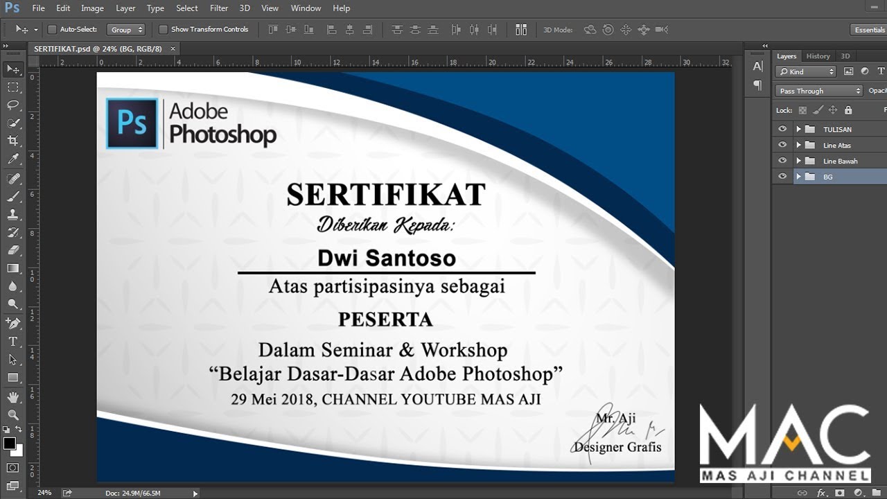 Cara membuat desain sertifikat dengan photoshop