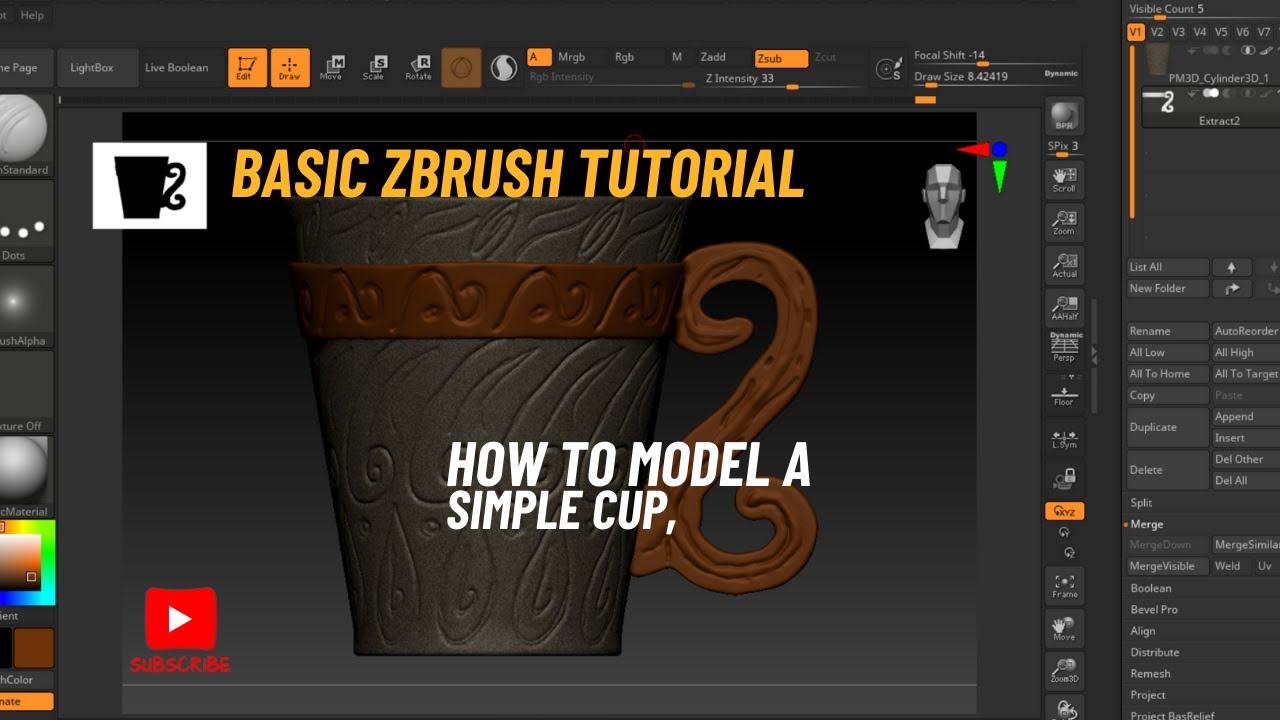 Basic Brush Tutorial How to model a simple cup, \\