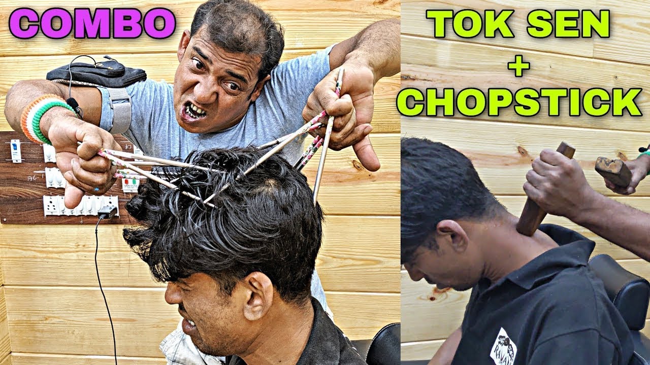 Chinese Chopstick And Tok Sen massage therapy with Awesome Neck cracking by asim barber