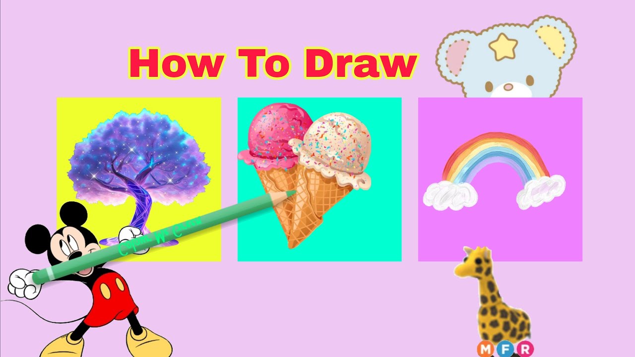 How To Draw A Tree 🌳 🤔/IceCreem &.Rainbow 🌈 Online Game 🎮 By |Little Game Champs