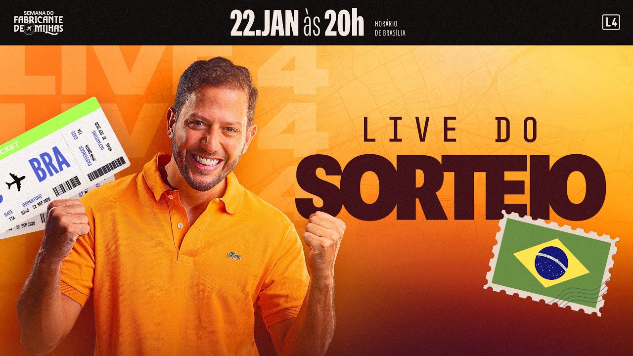 Live 4 - Sorteio das passagens aéreas para qualquer lugar do Brasil com 1 acompanhante