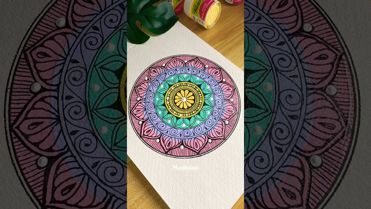 Draw an easy and simple mandala with me 🌈⛅️✨ #art #shortsvideo #pastel #colors #mandala #drawing
