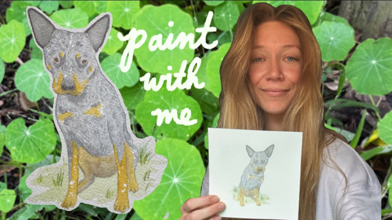 paint my dog with me | watercolor blue heeler painting tutorial 