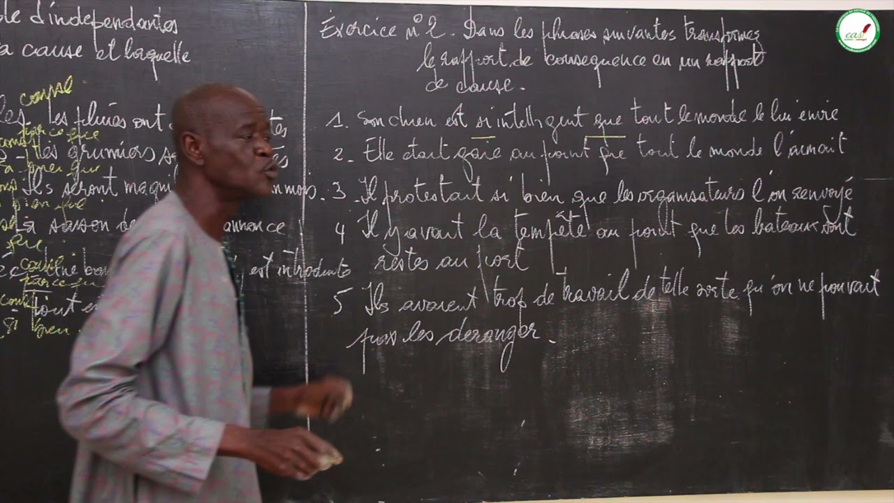 Exercices - Troisième - Français : La Subordonnée de cause et de conséquences  / M. Ndiaye