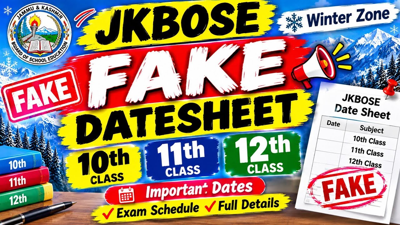 Jkbose 10th, 11th 12th class datesheet out||jkbose latest news||Winter zone||2026.