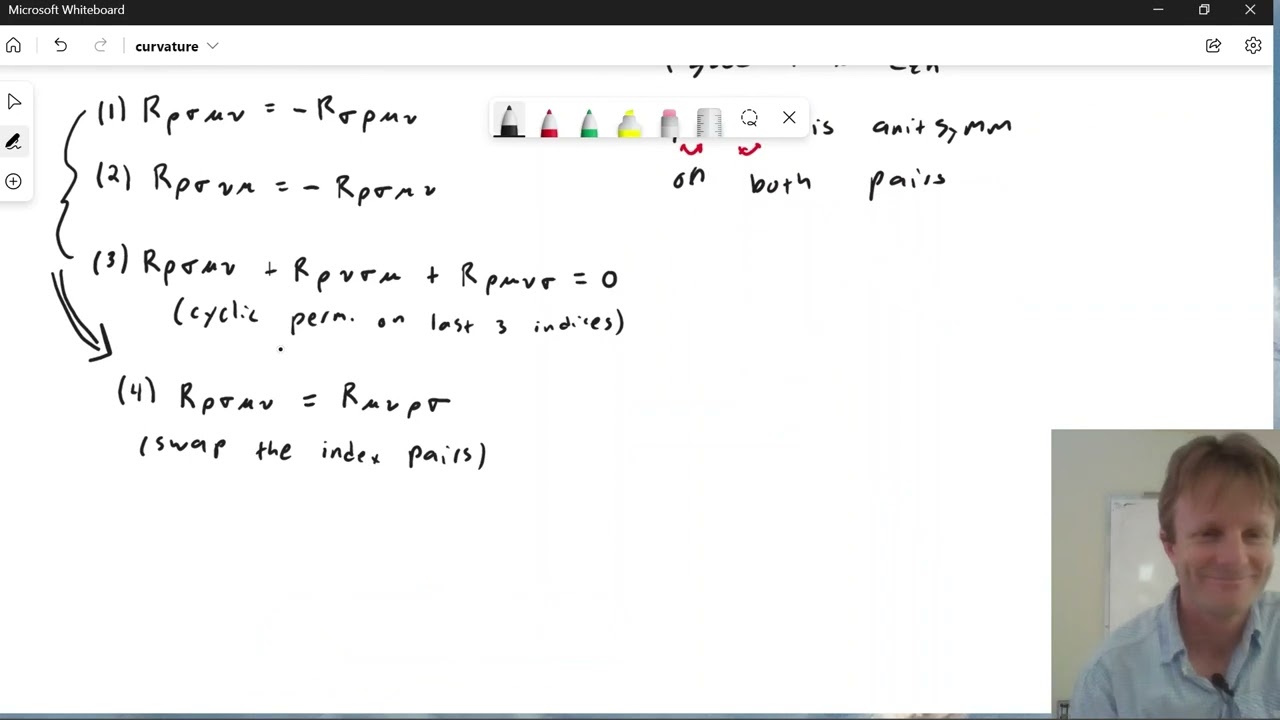 More on curvature tensors: Video 25 of General Relativity at UArizona with Sam Gralla