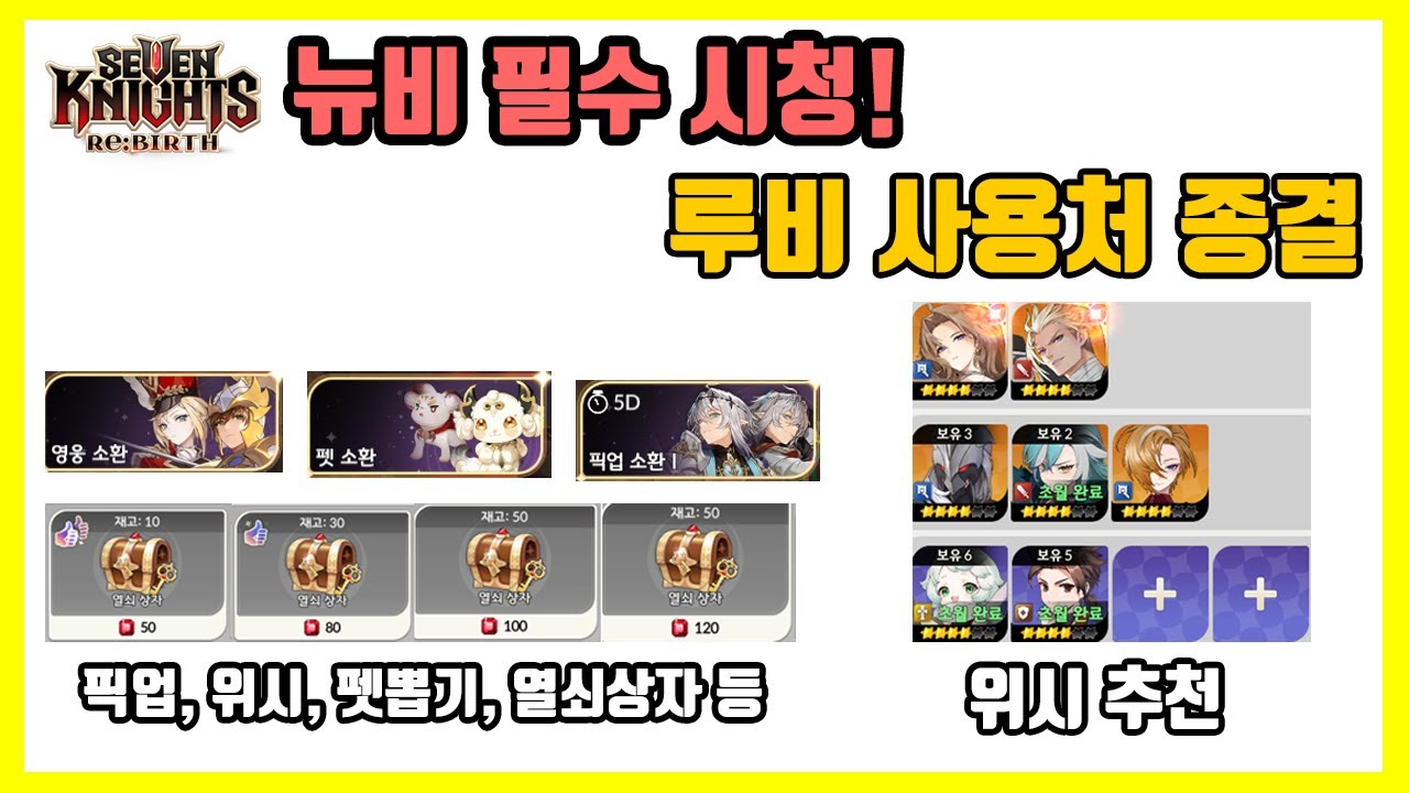 [세븐나이츠 리버스] 효율적 루비 사용처: 위시뽑기 및 세븐나이츠 선택권 우선순위 포함