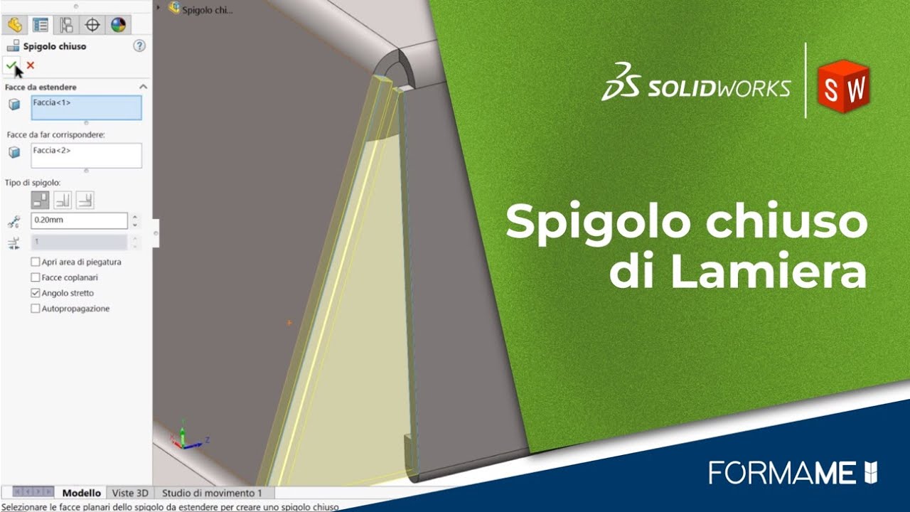 Spigolo chiuso lamiera SolidWorks