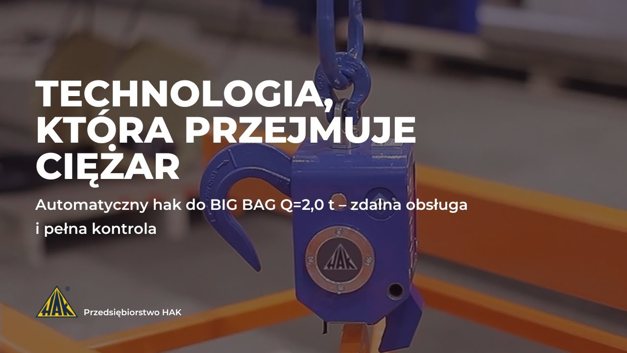 Automatyczny hak do BIG BAG Q=2,0 t – zobacz, jak ciężar unosi się sam