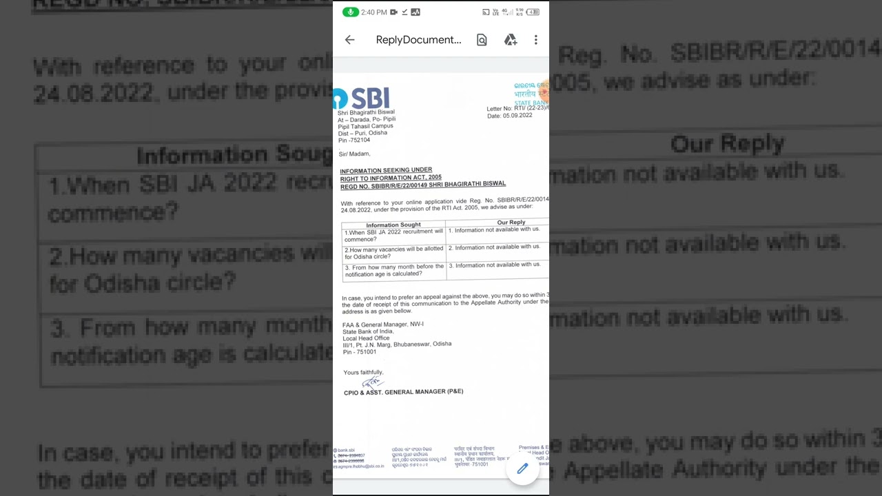 #RTI SBI JA 2022 NOTIFICATION DATE