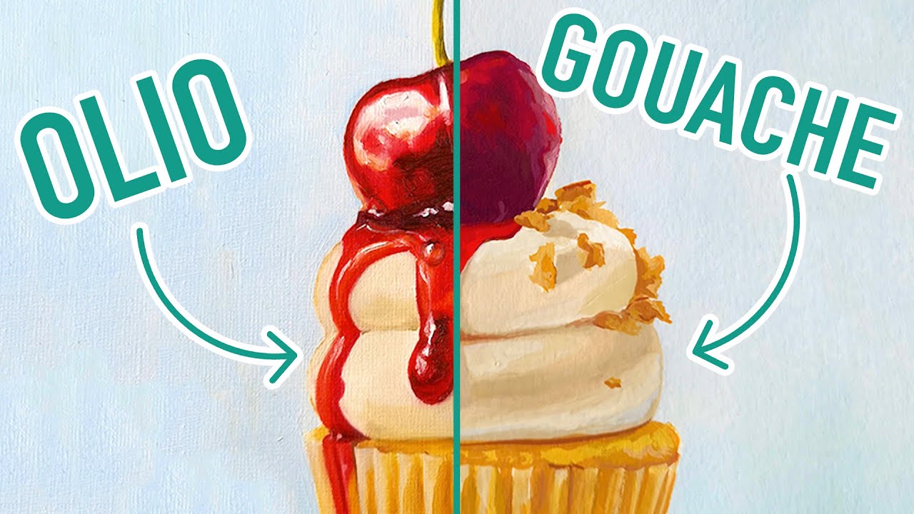 PITTURA OLIO VS GOUACHE 🎨 Chi vincerà la sfida? Come dipingere un Cupcake con olio e tempera